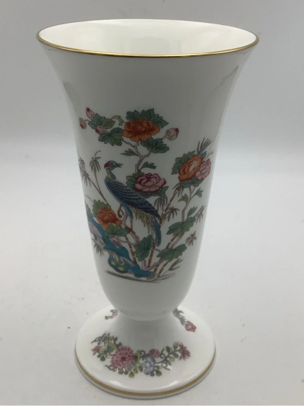 Wedgwood England Kutani Crane English Bone China Trumpet Vase